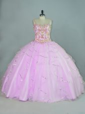 Latest Tulle Sleeveless Floor Length Vestidos de Quinceanera and Ruffles