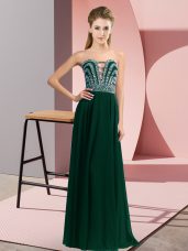 Peacock Green Sweetheart Lace Up Beading Prom Party Dress Sleeveless
