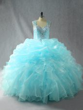 Tulle Sleeveless Quinceanera Dress and Beading and Ruffles