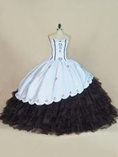 Glittering Sweetheart Sleeveless Satin and Organza 15th Birthday Dress Embroidery and Ruffled Layers Lace Up