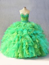 Multi-color Sweetheart Neckline Beading and Ruffles 15 Quinceanera Dress Sleeveless Lace Up