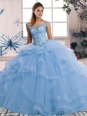 Sleeveless Beading and Ruffles Lace Up Sweet 16 Dress