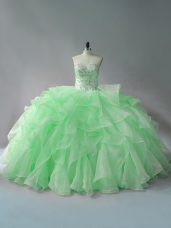 Sleeveless Lace Up Beading and Ruffles Vestidos de Quinceanera