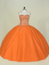 Colorful Floor Length Orange Sweet 16 Dress Sweetheart Sleeveless Lace Up