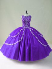 Scoop Sleeveless Tulle 15th Birthday Dress Beading and Appliques Zipper