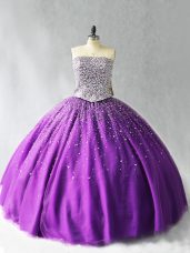 Organza Sleeveless Floor Length Sweet 16 Dress and Beading