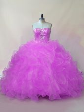 Free and Easy Floor Length Ball Gowns Sleeveless Lilac Vestidos de Quinceanera Lace Up