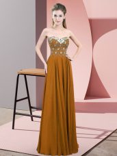Latest Floor Length Brown Custom Made Sweetheart Sleeveless Zipper