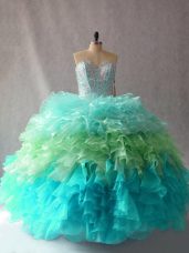 Simple Ball Gowns Ball Gown Prom Dress Multi-color Sweetheart Organza Sleeveless Floor Length Lace Up