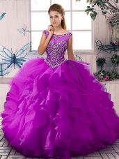 Free and Easy Purple Sleeveless Organza Zipper Sweet 16 Dresses for Sweet 16 and Quinceanera