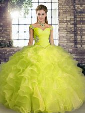 Sleeveless Beading and Ruffles Lace Up Quinceanera Gowns