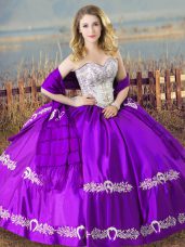 Purple Sleeveless Beading and Embroidery Floor Length Vestidos de Quinceanera