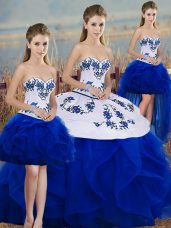 Sleeveless Embroidery and Ruffles and Bowknot Lace Up Quinceanera Dress