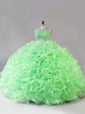 Two Pieces 15th Birthday Dress Scoop Fabric With Rolling Flowers Sleeveless Floor Length Zipper