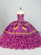 Ball Gowns Sleeveless Purple 15th Birthday Dress Brush Train Lace Up