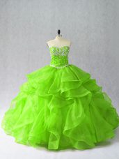 Classical Sleeveless Beading and Ruffles Floor Length Quinceanera Dresses