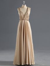 Wonderful Chiffon Sleeveless Floor Length Evening Dress and Ruching