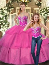 Fashionable Sleeveless Lace Up Floor Length Beading Quinceanera Gown