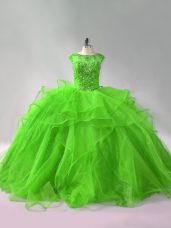 Enchanting Sleeveless Beading and Ruffles Lace Up 15 Quinceanera Dress