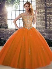 Tulle Sleeveless Floor Length Quinceanera Dress and Beading