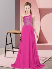 High End Sleeveless Side Zipper Floor Length Beading Dress for Prom