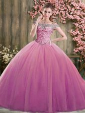 Attractive Tulle Sleeveless Floor Length Quinceanera Gowns and Beading