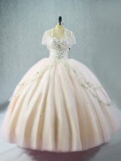 Exceptional Ball Gowns Ball Gown Prom Dress Pink Sweetheart Tulle Sleeveless Floor Length Lace Up