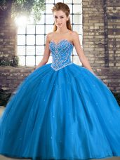 Baby Blue Quinceanera Dresses Sweetheart Sleeveless Brush Train Lace Up