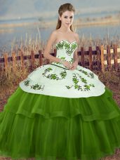 Ball Gowns Sweet 16 Dress Green Sweetheart Tulle Sleeveless Floor Length Lace Up