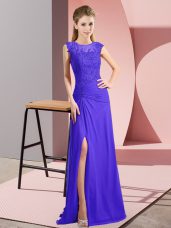 Flare Bateau Sleeveless Chiffon Dress for Prom Beading Zipper