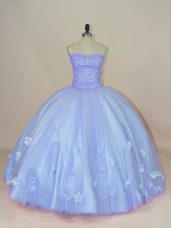 Floor Length Lavender Quince Ball Gowns Sweetheart Sleeveless Side Zipper