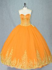 Gold Quinceanera Gown Sweet 16 and Quinceanera with Beading Sweetheart Sleeveless Lace Up