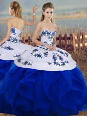 Fitting Sweetheart Sleeveless Lace Up Sweet 16 Dress Royal Blue Tulle