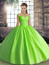 Lace Up Ball Gown Prom Dress Beading Sleeveless Floor Length