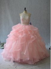 Designer Organza Sleeveless Sweet 16 Quinceanera Dress and Beading and Ruffles