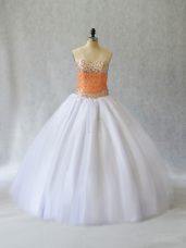 Popular Tulle Sleeveless Floor Length Quinceanera Dress and Beading