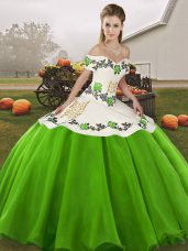 Organza Sleeveless Floor Length 15th Birthday Dress and Embroidery