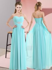 Unique Empire Prom Evening Gown Baby Blue Sweetheart Chiffon Sleeveless Floor Length Zipper