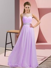 Adorable Floor Length Lavender Prom Dresses Scoop Sleeveless Backless