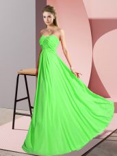 Sleeveless Floor Length Ruching Lace Up Evening Dress