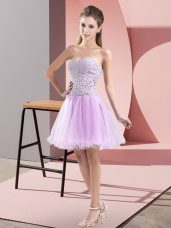 Beading Prom Dresses Lavender Zipper Sleeveless Mini Length