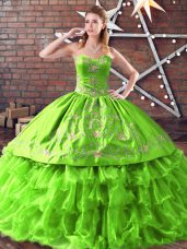 Admirable Satin and Organza Sleeveless 15 Quinceanera Dress and Embroidery