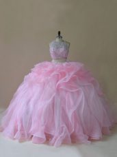 Sleeveless Brush Train Ruffles Lace Up Quinceanera Dresses
