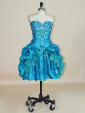 Elegant Ball Gowns Teens Party Dress Teal Sweetheart Taffeta Sleeveless Mini Length Lace Up