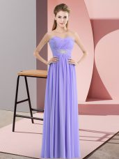 Chiffon Sleeveless Floor Length Homecoming Dress and Beading