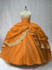 Free and Easy Ball Gowns Quinceanera Dress Brown Sweetheart Organza Sleeveless Floor Length Lace Up