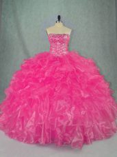 Beauteous Organza Sleeveless Floor Length Ball Gown Prom Dress and Beading and Ruffles