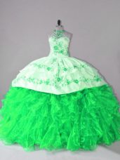 Extravagant Lace Up Quinceanera Dress for Sweet 16 and Quinceanera with Embroidery and Ruffles Court Train