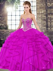 Sleeveless Beading and Ruffles Lace Up Quinceanera Gowns
