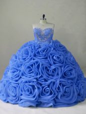 Fantastic Organza Sleeveless Ball Gown Prom Dress Brush Train and Beading